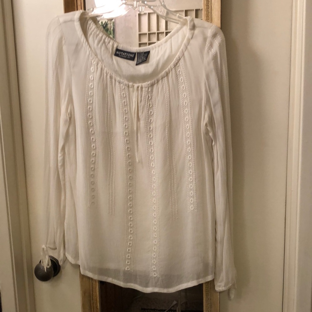 Ivory peasant blouse Renaissance scoop neck
